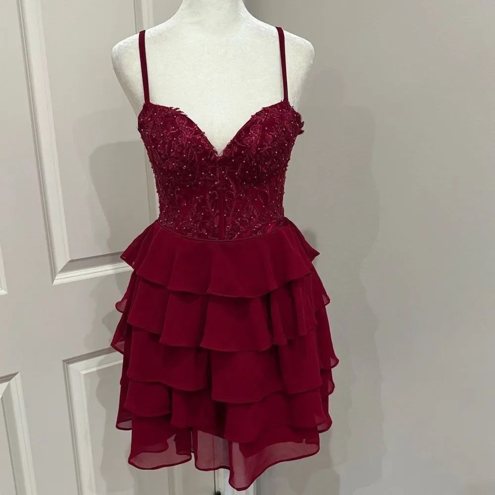 Amazon Purchased Elegant Burgundy Layered Dress Size Small